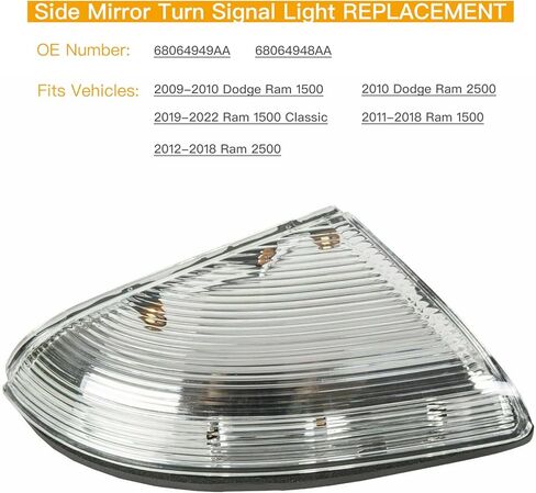 LAUBDGIE مرآة بدوره إشارة ضوء عدسة واضحة متوافقة مع 2009-2018 دودج رام 1500 2500 استبدال كلاسيكي لجانب الركاب 68064948AA in Kuwait