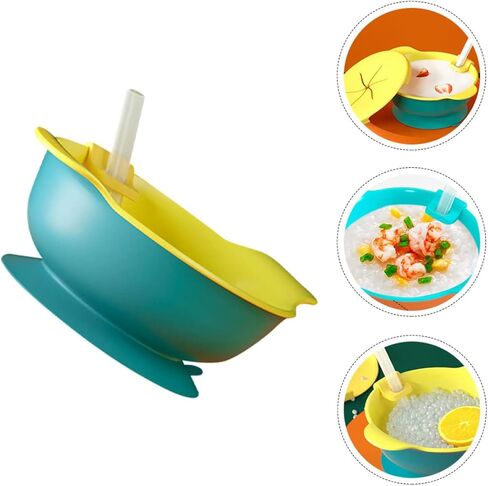 toddmomy الطعام مفيد رائعتين سيليكون الغذاء الشرب تغذية الرضع الأطفال الصغار طفل شفط أدوات المائدة التدريب الذاتي الأخضر مع الأطفال صينية حساء للوحة القش غير السلطانيات كوب غير in Kuwait