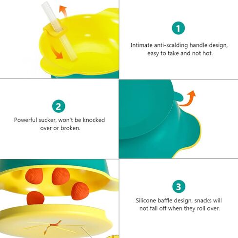 toddmomy الطعام مفيد رائعتين سيليكون الغذاء الشرب تغذية الرضع الأطفال الصغار طفل شفط أدوات المائدة التدريب الذاتي الأخضر مع الأطفال صينية حساء للوحة القش غير السلطانيات كوب غير in Kuwait