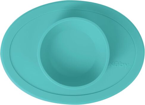 Nuby Sure Grip Silicone Feeding Bowl - Toddler Suction Plate - 6+ Months - Aqua in Saudi Arabia