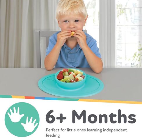 Nuby Sure Grip Silicone Feeding Bowl - Toddler Suction Plate - 6+ Months - Aqua in Saudi Arabia