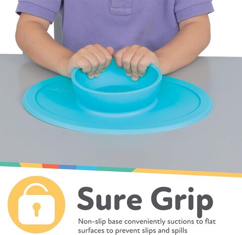 Nuby Sure Grip Silicone Feeding Bowl - Toddler Suction Plate - 6+ Months - Aqua in Saudi Arabia