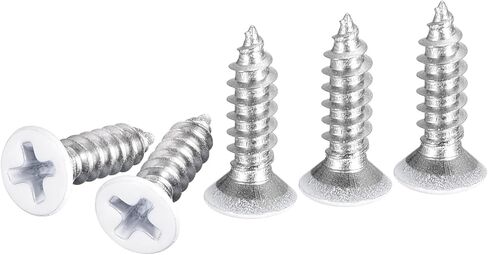 100 قطعة من مسامير الخشب ذات الرأس المسطح ST2x8mm من DTGN، 304 براغي فيليبس بيضاء من الفولاذ المقاوم للصدأ - جيدة للأعمال الخشبية والأثاث - أبيض in Kuwait