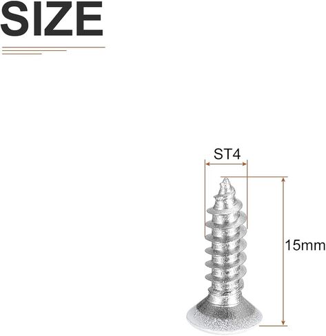 100 قطعة من مسامير الخشب ذات الرأس المسطح ST2x8mm من DTGN، 304 براغي فيليبس بيضاء من الفولاذ المقاوم للصدأ - جيدة للأعمال الخشبية والأثاث - أبيض in Kuwait