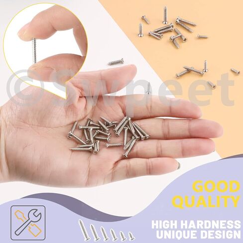 Swpeet 1295Pcs 5mm 6mm 8mm 10mm 12mm 16mm Small Wood Screws Assortment Kit, Self Drilling Flat Cross Head Screws Self Tapping Screws Metal Screws Furniture Screws (Gold) in Saudi Arabia
