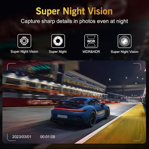 3 Channel Dash Cam Front and Rear,4K Full HD Dash Camera for Cars with 64G SD Card Built-in WiFi Car Dashboard Camera Recorder with 3'' IPS Screen 170°Wide Angle,WDR G-Sensor Parking Mode. in Saudi Arabia
