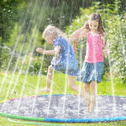 Lewtemi 8 ft Giant Non Slip Splash Pad 96" for Adult and Dog, Thicken Sprinkler Pool Outdoor Fountaintoy Mat for Pet Dog(Stylish) in Saudi Arabia