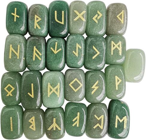 Loveliome Natural Rune Stones Set, Polished Engraved Elder Alphabet Magic Lettering Crystal Set for Meditation Divination Chakra Healing,Rose Quartz in Saudi Arabia