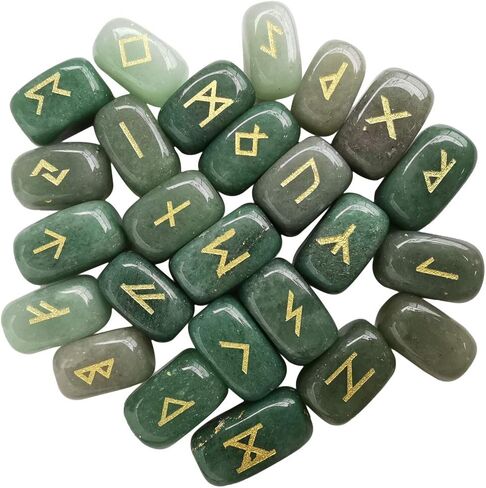 Loveliome Natural Rune Stones Set, Polished Engraved Elder Alphabet Magic Lettering Crystal Set for Meditation Divination Chakra Healing,Rose Quartz in Saudi Arabia