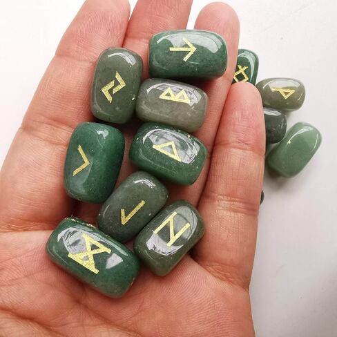 Loveliome Natural Rune Stones Set, Polished Engraved Elder Alphabet Magic Lettering Crystal Set for Meditation Divination Chakra Healing,Rose Quartz in Saudi Arabia