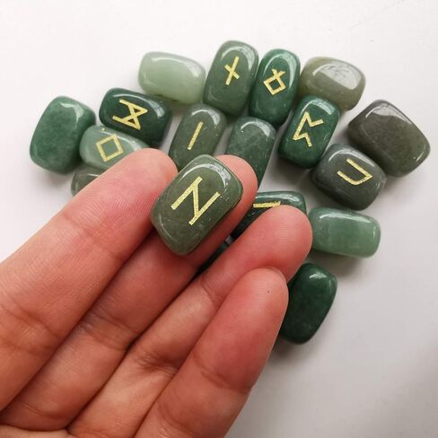 Loveliome Natural Rune Stones Set, Polished Engraved Elder Alphabet Magic Lettering Crystal Set for Meditation Divination Chakra Healing,Rose Quartz in Saudi Arabia