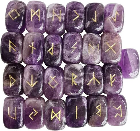 Loveliome Natural Rune Stones Set, Polished Engraved Elder Alphabet Magic Lettering Crystal Set for Meditation Divination Chakra Healing,Rose Quartz in Saudi Arabia