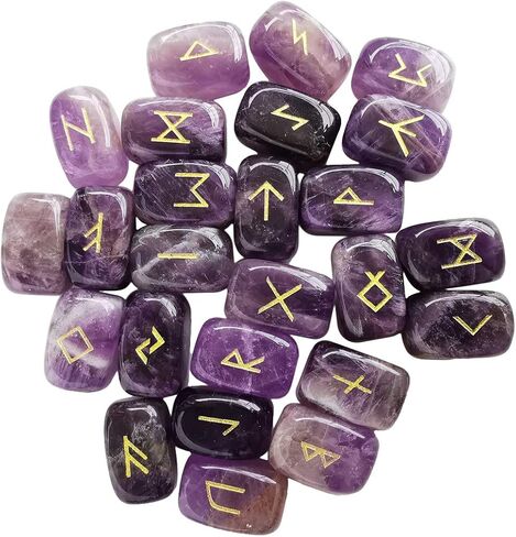 Loveliome Natural Rune Stones Set, Polished Engraved Elder Alphabet Magic Lettering Crystal Set for Meditation Divination Chakra Healing,Rose Quartz in Saudi Arabia