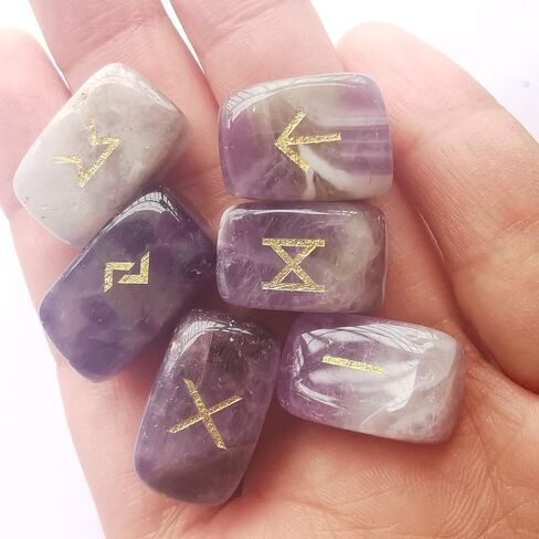 Loveliome Natural Rune Stones Set, Polished Engraved Elder Alphabet Magic Lettering Crystal Set for Meditation Divination Chakra Healing,Rose Quartz in Saudi Arabia