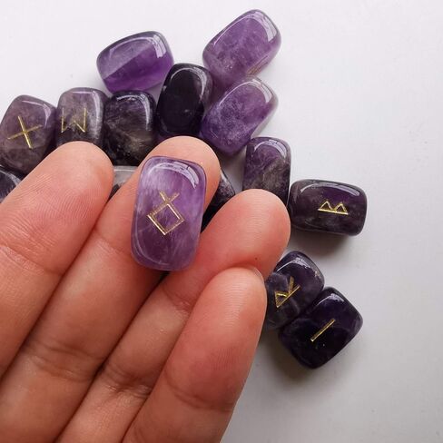 Loveliome Natural Rune Stones Set, Polished Engraved Elder Alphabet Magic Lettering Crystal Set for Meditation Divination Chakra Healing,Rose Quartz in Saudi Arabia