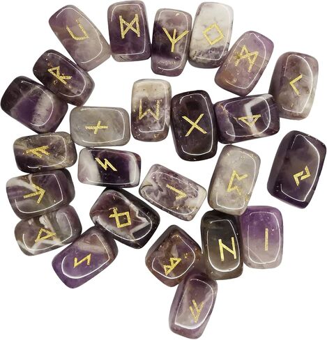 Loveliome Natural Rune Stones Set, Polished Engraved Elder Alphabet Magic Lettering Crystal Set for Meditation Divination Chakra Healing,Rose Quartz in Saudi Arabia