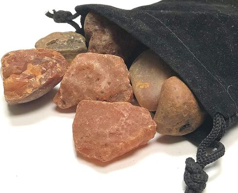 Crystal Collection Rough Carnelian Stones - Large 1" Pieces in Velvet Bag (1/2 Pound) in Saudi Arabia
