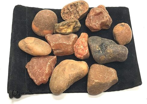Crystal Collection Rough Carnelian Stones - Large 1" Pieces in Velvet Bag (1/2 Pound) in Saudi Arabia