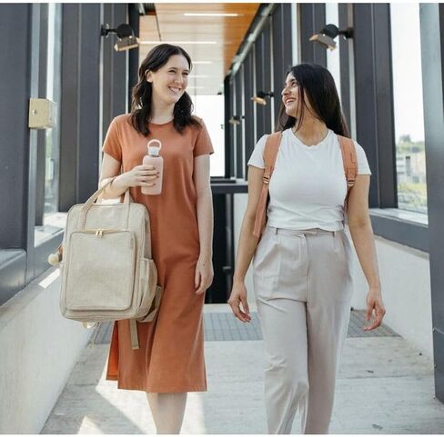SoYoung All-Day Backpack - Aesthetic Backpack for Travel, Gym & Work, Lightweight Design with Laptop Sleeve & Water Bottle Pockets, Linen/Cotton Fabric - Muted Clay in Saudi Arabia