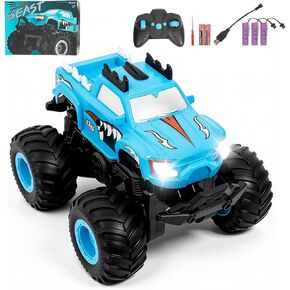 Remote Control Car, 1:24 Scale All Terrain Monster Truck Toys with LED Lights, 2.4 Ghz Off-Road Remote Control Monster Trucks for Boys 4-7, Gift for Kids 8 9 10 11 12 in Saudi Arabia