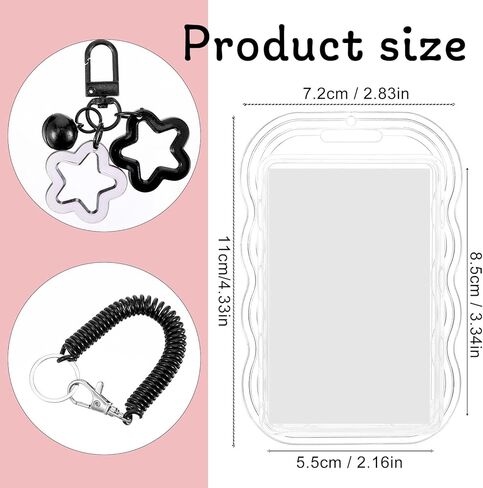 2 Pcs Photocard Holder, Cute Waterproof Heavy Duty Photocard Keychain Transparent Key Card Holder Case for Office School Travel Card Photo Protector in Kuwait
