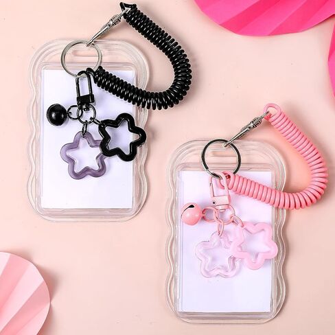 2 Pcs Photocard Holder, Cute Waterproof Heavy Duty Photocard Keychain Transparent Key Card Holder Case for Office School Travel Card Photo Protector in Kuwait