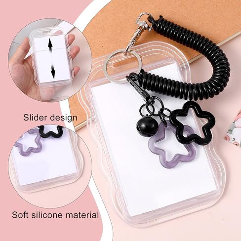 2 Pcs Photocard Holder, Cute Waterproof Heavy Duty Photocard Keychain Transparent Key Card Holder Case for Office School Travel Card Photo Protector in Kuwait