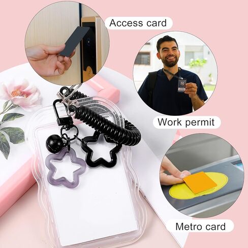 2 Pcs Photocard Holder, Cute Waterproof Heavy Duty Photocard Keychain Transparent Key Card Holder Case for Office School Travel Card Photo Protector in Kuwait