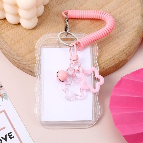2 Pcs Photocard Holder, Cute Waterproof Heavy Duty Photocard Keychain Transparent Key Card Holder Case for Office School Travel Card Photo Protector in Kuwait