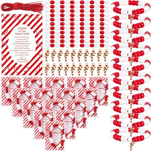 20 Set Christian Christmas Crafts Bulk DIY the Legend of the Candy Cane Crafts for Bracelets Religious Candy Cane Story Gifts for Xmas Stocking Suffer Sunday School Party Favor (Classic Style) in Saudi Arabia
