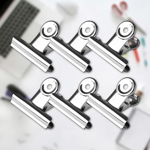 6 Pcs Big Metal Bull Clips Silver Hinge Clip Clamps Bag Clip in Saudi Arabia