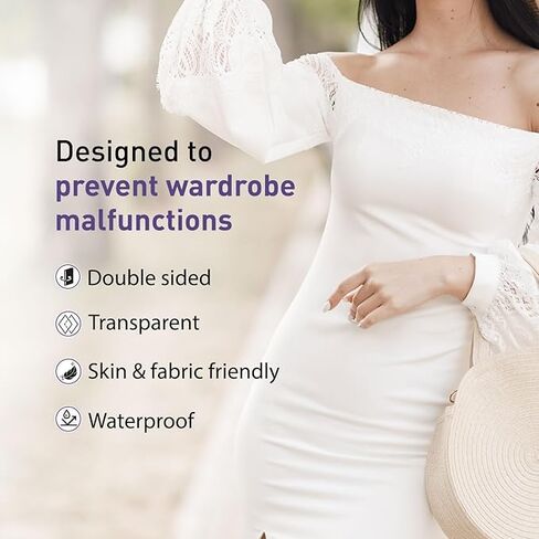 100 Strips Double Sided Tape for Fashion and Clothes for Clothes, Fabric Tape to Skin, Strong Adhesive Body Tape, Clear Transparent for All Skin Shades in Saudi Arabia
