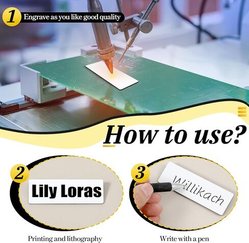 100 Pieces Name Tags with Pins, 1x3in Blank Engravable Name Badges, White Blank Name-Tags for Employee ID Badges Reusable ID Badge Holders for Office Retail Stores Restaurant Workers Students in Saudi Arabia