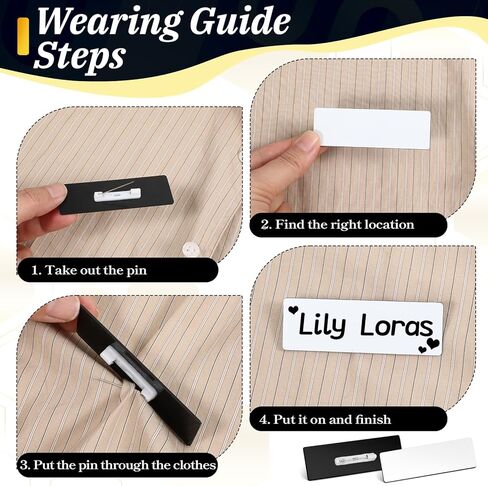 100 Pieces Name Tags with Pins, 1x3in Blank Engravable Name Badges, White Blank Name-Tags for Employee ID Badges Reusable ID Badge Holders for Office Retail Stores Restaurant Workers Students in Saudi Arabia