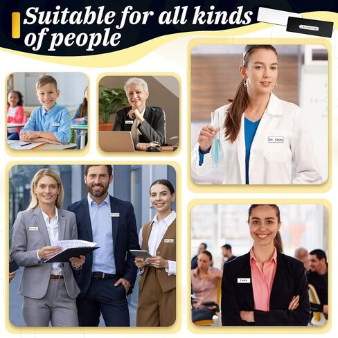 100 Pieces Name Tags with Pins, 1x3in Blank Engravable Name Badges, White Blank Name-Tags for Employee ID Badges Reusable ID Badge Holders for Office Retail Stores Restaurant Workers Students in Saudi Arabia