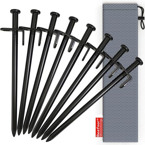 Tent Stakes Heavy Duty, BareFour 8-Inch Camping Stakes，4-Pack Forged Steel Tent Pegs Unbreakable and Inflexible - Available in Rocky Place Dessert Snowfield and Grassland in Saudi Arabia
