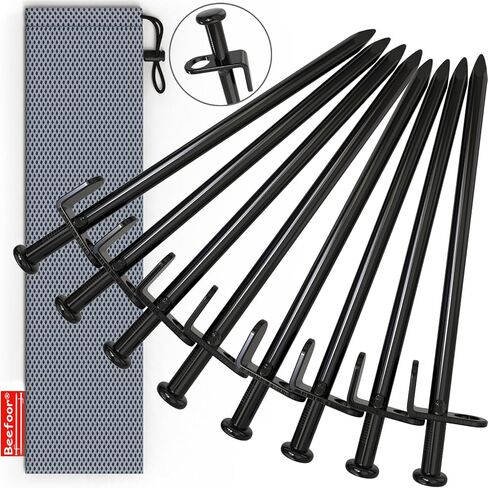 Tent Stakes Heavy Duty, BareFour 8-Inch Camping Stakes，4-Pack Forged Steel Tent Pegs Unbreakable and Inflexible - Available in Rocky Place Dessert Snowfield and Grassland in Saudi Arabia