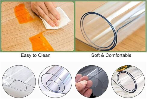Heavy Duty PVC Floor Protector Chair Mat Transparent Non Slip Durable Mat for Office and Home Thick 1.5mm 110/130/150cm Wide Clear Vinyl Rug Protects Hard Floors and Carpets in Saudi Arabia