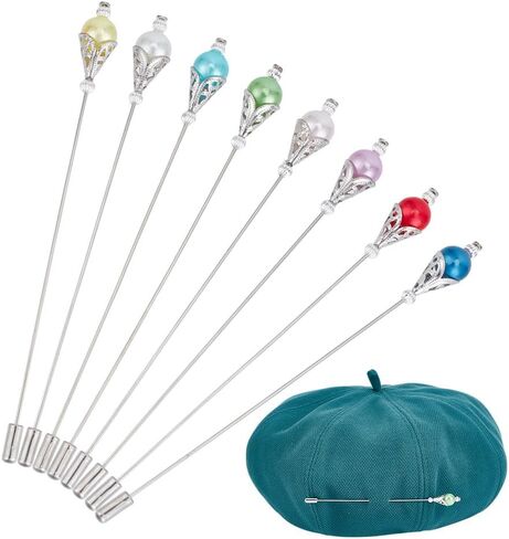 8PCS Vintage Safety Hat Pins Stick Lapel Pin Brass Long Handle Pin Accessories for Tie Scarf Badge Hats Suits Brooches Decorative Jewelry Making DIY Crafts in Saudi Arabia