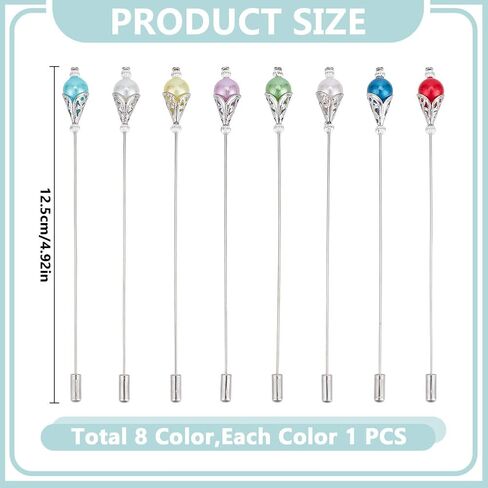 8PCS Vintage Safety Hat Pins Stick Lapel Pin Brass Long Handle Pin Accessories for Tie Scarf Badge Hats Suits Brooches Decorative Jewelry Making DIY Crafts in Saudi Arabia