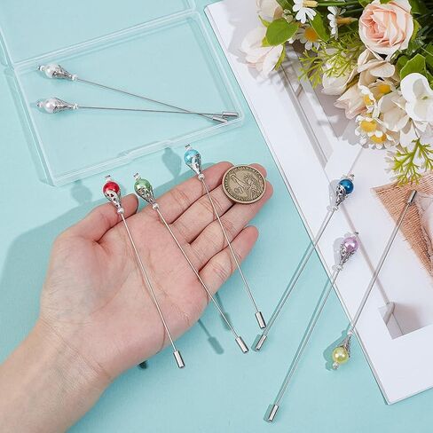 8PCS Vintage Safety Hat Pins Stick Lapel Pin Brass Long Handle Pin Accessories for Tie Scarf Badge Hats Suits Brooches Decorative Jewelry Making DIY Crafts in Saudi Arabia