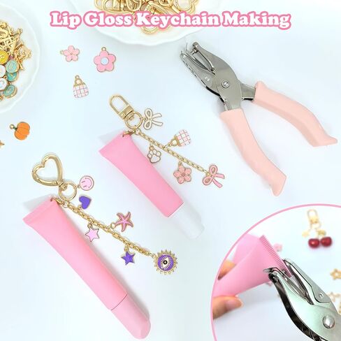 طقم صنع سلسلة مفاتيح ملمع الشفاه الساحرة 328 قطعة، لوازم سلسلة المفاتيح DIY مع 128 قطعة سحرية، 20 مشبكًا، حلقات القفز، سلسلة، زرادية مجوهرات، ثقب ثقب، طقم حلية للحقيبة، طقم صنع المجوهرات لصناعة سلاسل المفاتيح in Kuwait