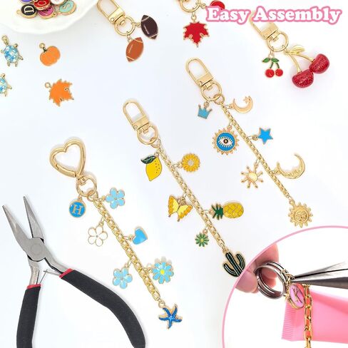 طقم صنع سلسلة مفاتيح ملمع الشفاه الساحرة 328 قطعة، لوازم سلسلة المفاتيح DIY مع 128 قطعة سحرية، 20 مشبكًا، حلقات القفز، سلسلة، زرادية مجوهرات، ثقب ثقب، طقم حلية للحقيبة، طقم صنع المجوهرات لصناعة سلاسل المفاتيح in Kuwait