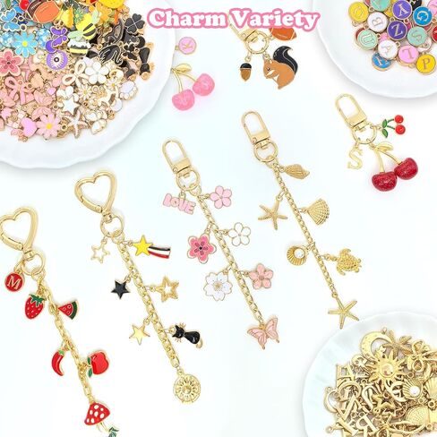 طقم صنع سلسلة مفاتيح ملمع الشفاه الساحرة 328 قطعة، لوازم سلسلة المفاتيح DIY مع 128 قطعة سحرية، 20 مشبكًا، حلقات القفز، سلسلة، زرادية مجوهرات، ثقب ثقب، طقم حلية للحقيبة، طقم صنع المجوهرات لصناعة سلاسل المفاتيح in Kuwait