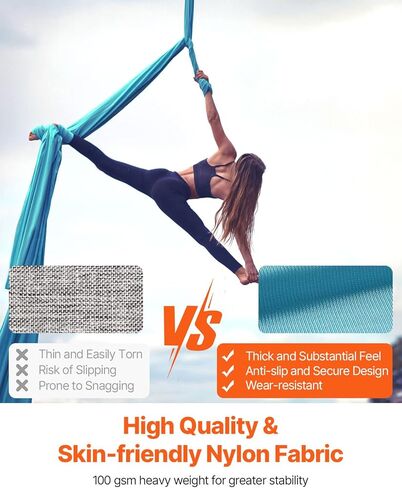 VEVOR Aerial Silk & Yoga Swing, 8.7 Yards, Aerial Yoga Hammock Kit with 100gsm Nylon Fabric, Full Rigging Hardware & Easy Set-up Guide, Antigravity Flying for All Levels Fitness Bodybuilding, Purple in Kuwait