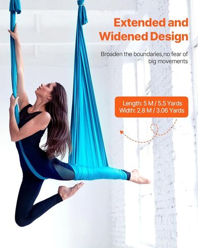 VEVOR Aerial Silk & Yoga Swing, 8.7 Yards, Aerial Yoga Hammock Kit with 100gsm Nylon Fabric, Full Rigging Hardware & Easy Set-up Guide, Antigravity Flying for All Levels Fitness Bodybuilding, Purple in Kuwait