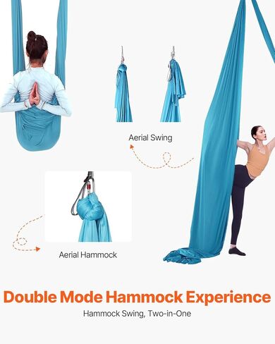 VEVOR Aerial Silk & Yoga Swing, 8.7 Yards, Aerial Yoga Hammock Kit with 100gsm Nylon Fabric, Full Rigging Hardware & Easy Set-up Guide, Antigravity Flying for All Levels Fitness Bodybuilding, Purple in Kuwait