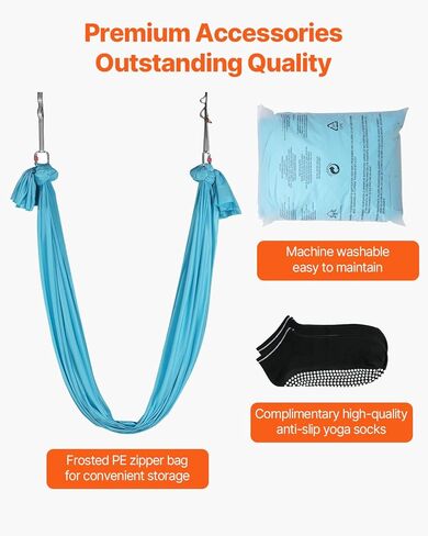 VEVOR Aerial Silk & Yoga Swing, 8.7 Yards, Aerial Yoga Hammock Kit with 100gsm Nylon Fabric, Full Rigging Hardware & Easy Set-up Guide, Antigravity Flying for All Levels Fitness Bodybuilding, Purple in Kuwait