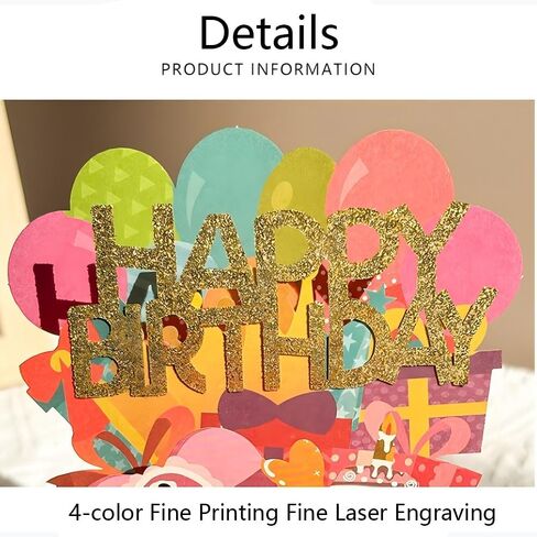 Birthday Card Pop Up Card 3D Gift & Cake Greeting Card, Perfect for Family and Friends, Handmade Foldable Celebration Card, Comes With 1 Envelope and Greeting Card in Saudi Arabia