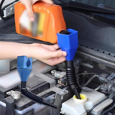 Flexible Plastic Gas Funnel with Hose, Portable Oil Filling Tool for Cars and Motorcycles, Snap-On Adjustable Spout, Multi-Purpose Use, Red in Saudi Arabia